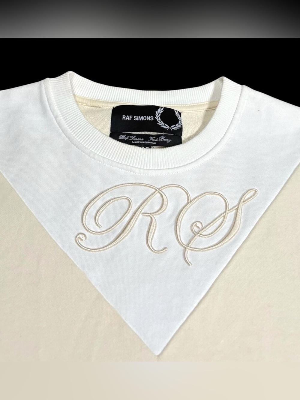 Raf Simons X Fred Perry Cream Embroidered Crewneck Sweatshirt